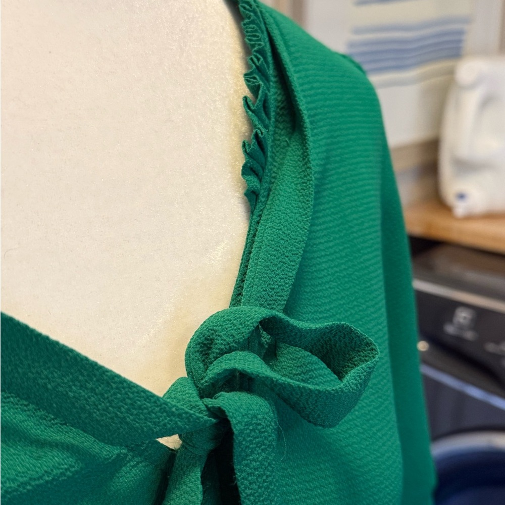 Cece Green Women's Top with Tie Neck - Picture 4 of 6